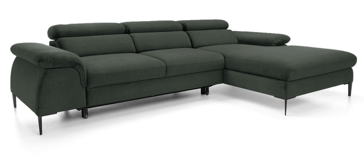 ECKSOFA L-Form 290 cm Amaro M mit Schlaffunktion, Rechts, Grün - Grün, Holz (182/288cm) - Emporius