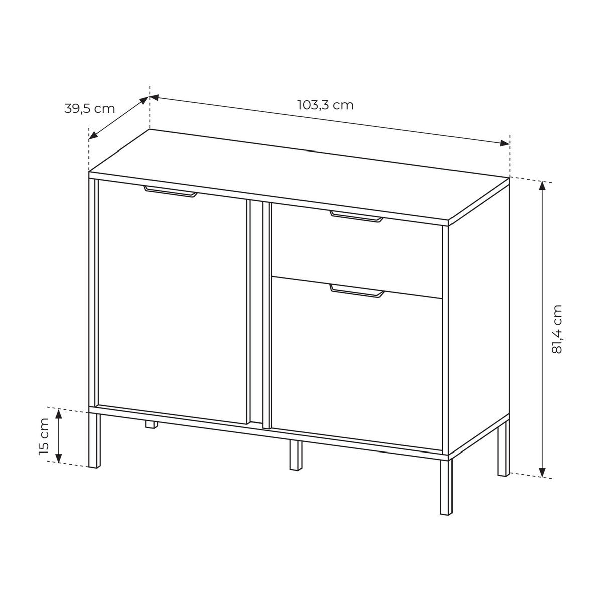 KOMMODE LORENZO 103/81/40 cm mit 1 Schubladen und 2 Türen Anthrazit - Anthrazit, Holzwerkstoff (103/81/40cm) - MASSENO