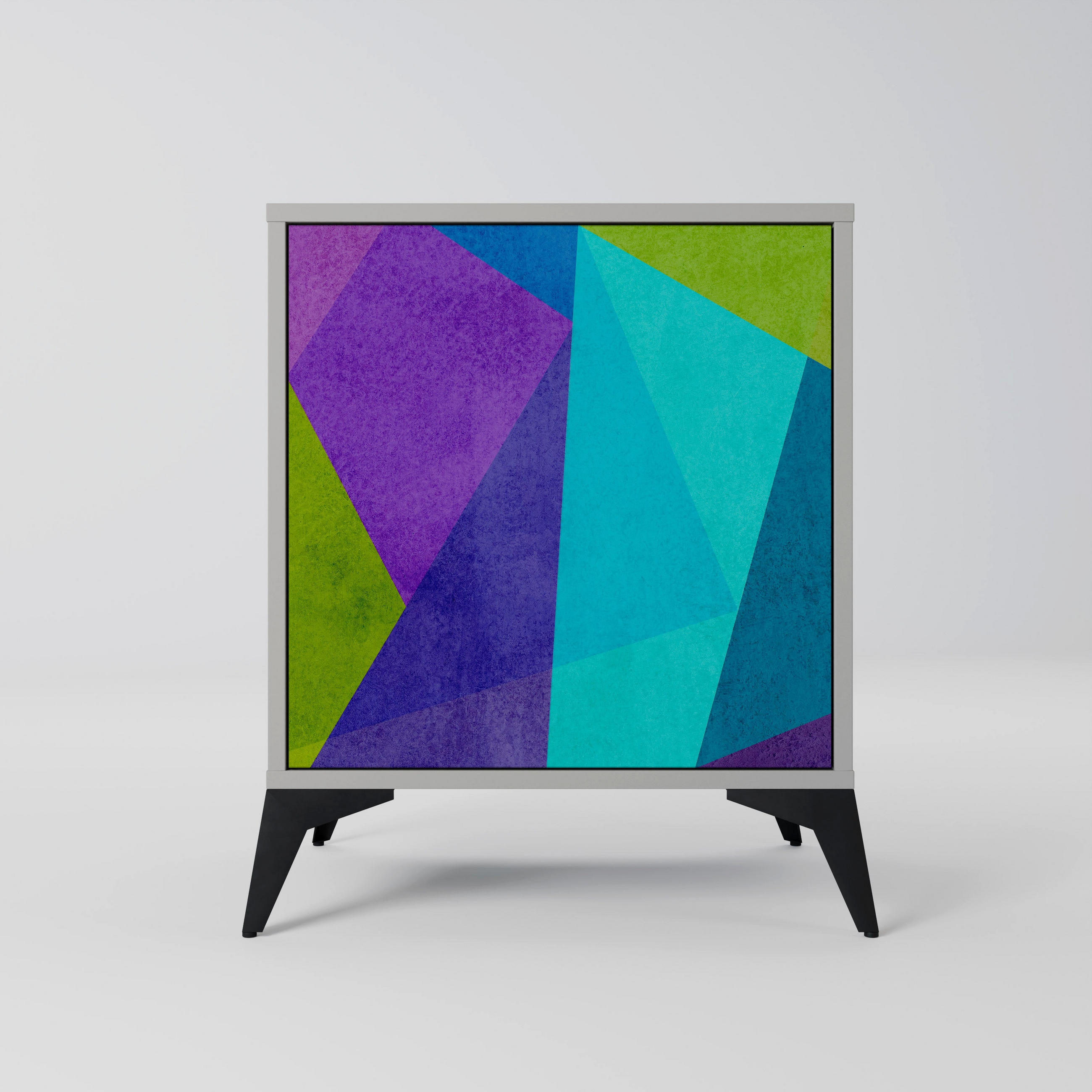 SIDEBOARD COLD SHOWCASE, Grau, 57,5x42x70,5 cm, Schwarze Metall-Sternfüße - Multicolor/Schwarz, Holzwerkstoff/Metall (57.5/70.5/42cm) - SpaceRebels