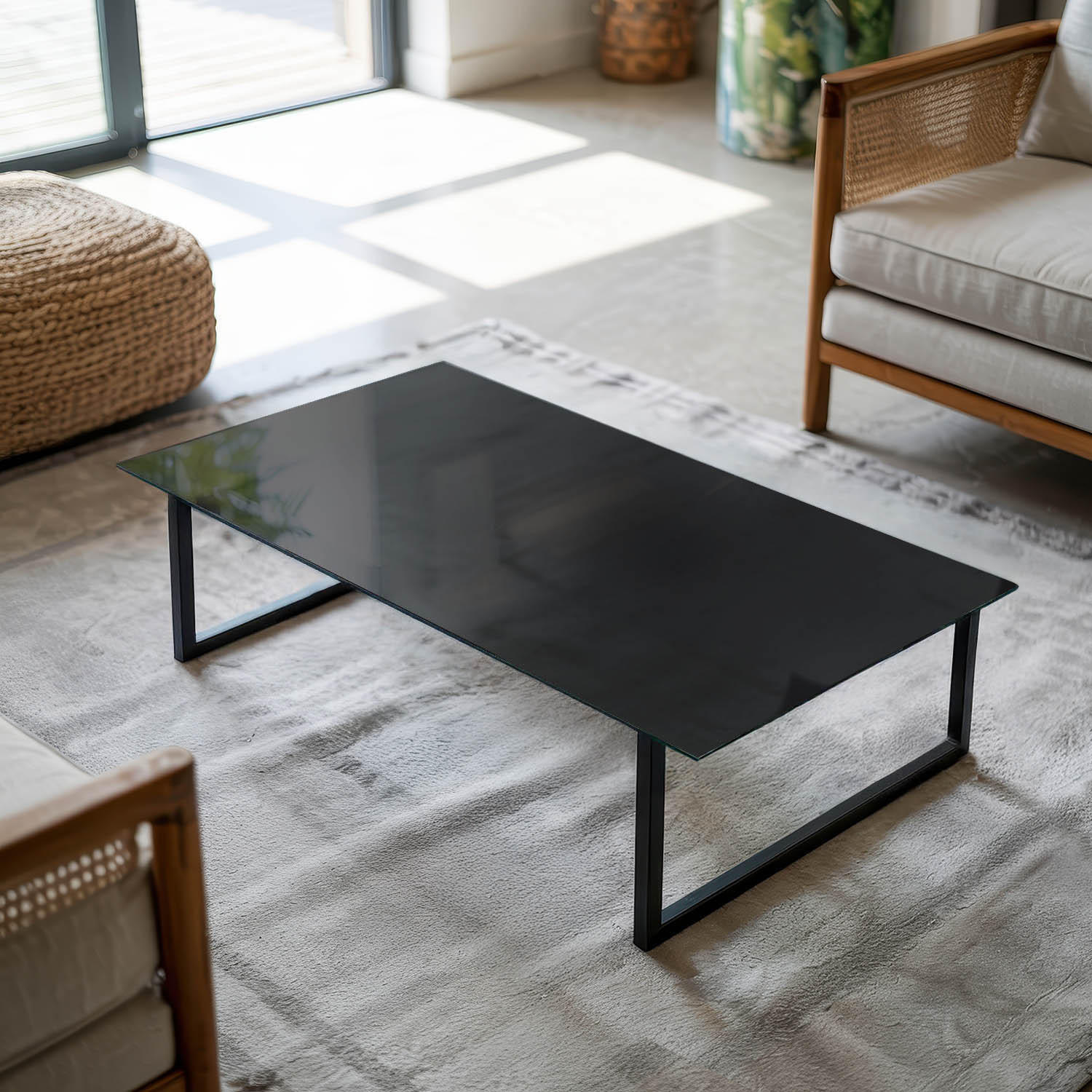 TISCHPLATTE 100x50 cm Glatte Schwarze Oberfläche - Schwarz Hochglanz/Schwarz, Glas (100/50/0.4cm) - TULUP