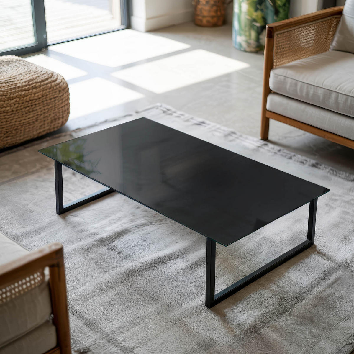 TISCHPLATTE 100x50 cm Glatte Schwarze Oberfläche - Schwarz Hochglanz/Schwarz, Glas (100/50/0.4cm) - TULUP