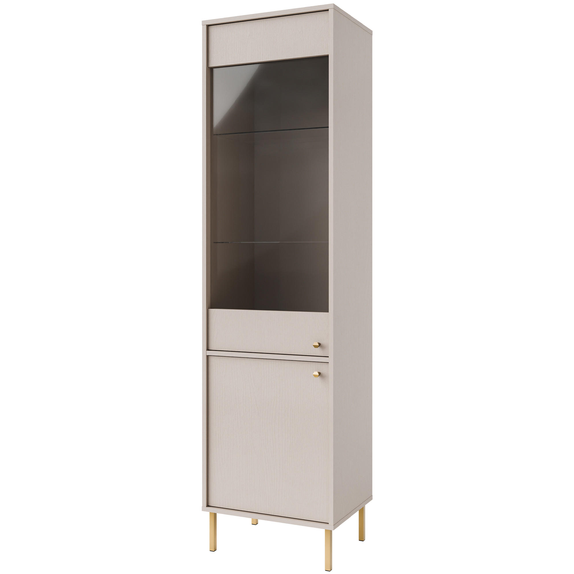 VITRINENSCHRÄNK FLOREN, Creme/Gold - Creme, Holzwerkstoff/Metall (51.8/195/40.8cm) - KONSIMO®