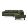 ECKSOFA Rodario Olivgrün Velours - Schwarz/Olivgrün, Textil/Metall (247/187cm) - Selsey