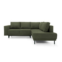 ECKSOFA Rodario Olivgrün Velours - Schwarz/Olivgrün, Textil/Metall (247/187cm) - Selsey