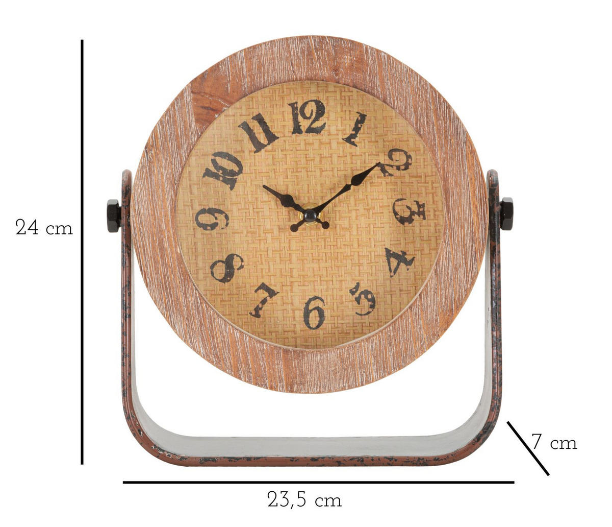 WANDUHR, braun, Eisen und Holz, 23,5 x 7 x 24 cm, rund - Braun, Holz/Metall (23.5/24/7cm) - Mauro Ferretti