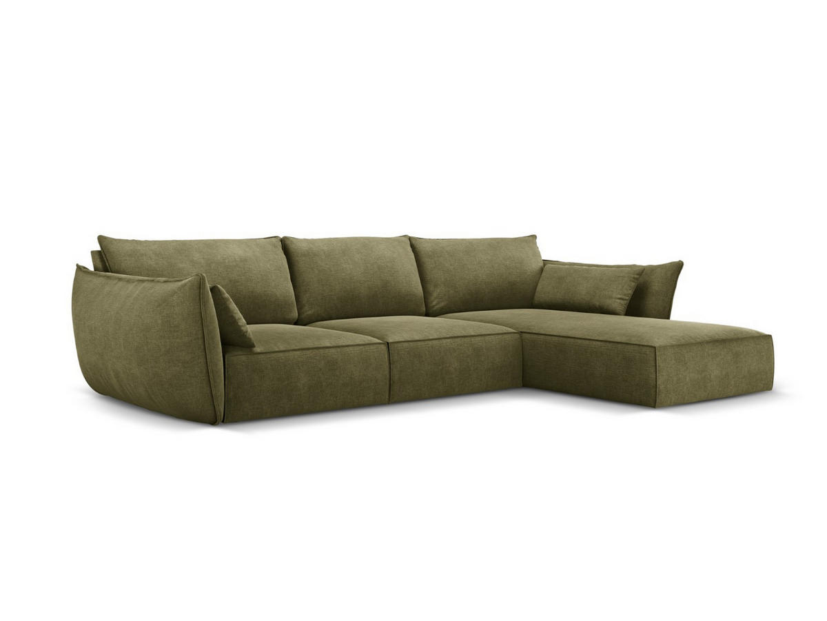 ECKSOFA rechts Kaelle aus Chenille-Stoff grün 4 Sitzplätze - Grün, Textil (171/308cm) - Micadoni