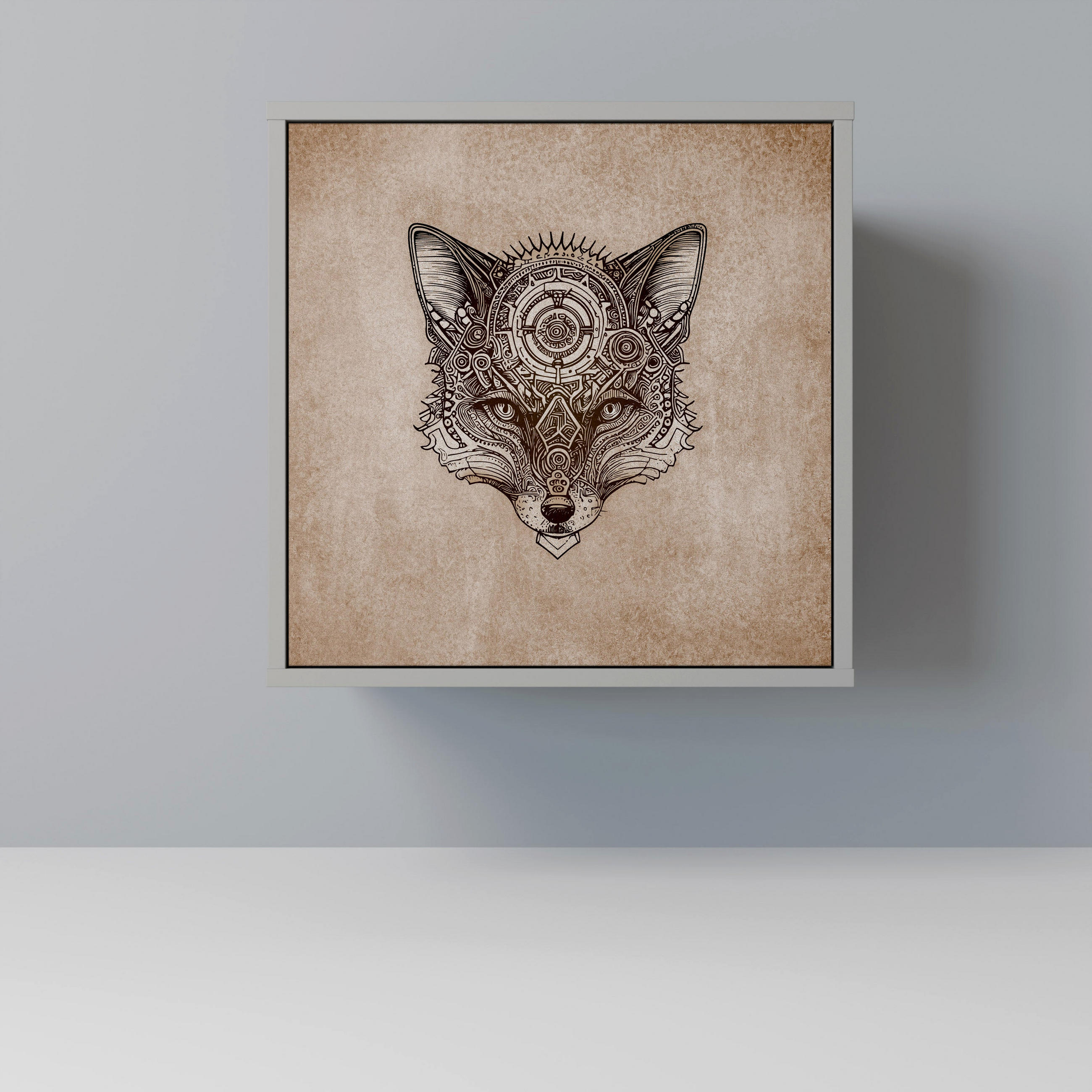 SIDEBOARD STEAMPUNK CLAN, Grau, 57,5x42x57,5 cm, Ohne Füße - Multicolor/Grau, Holzwerkstoff (57.5/57.5/42cm) - SpaceRebels