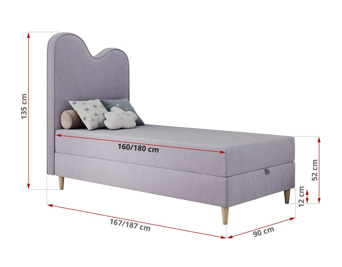 BOXBETT FLOW 90/180 Violett Velvet - H3 - Violett, Holz/Textil (90/180cm) - MKS