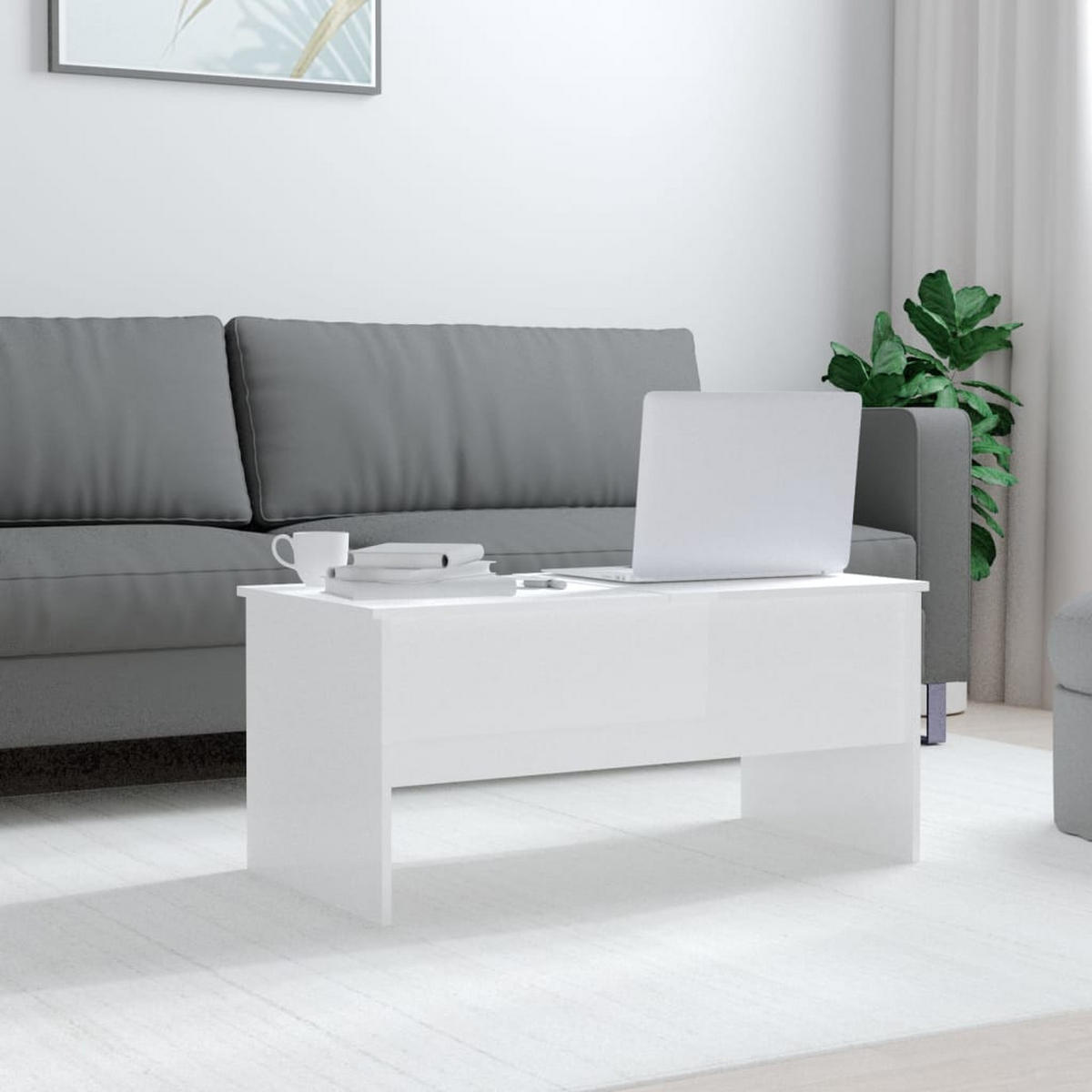 COUCHTISCH Hochglanz-Weiß 102x50,5x46,5 cm Holzwerkstoff - Weiß, Holzwerkstoff (102/50.5/46.5cm) - furnicato