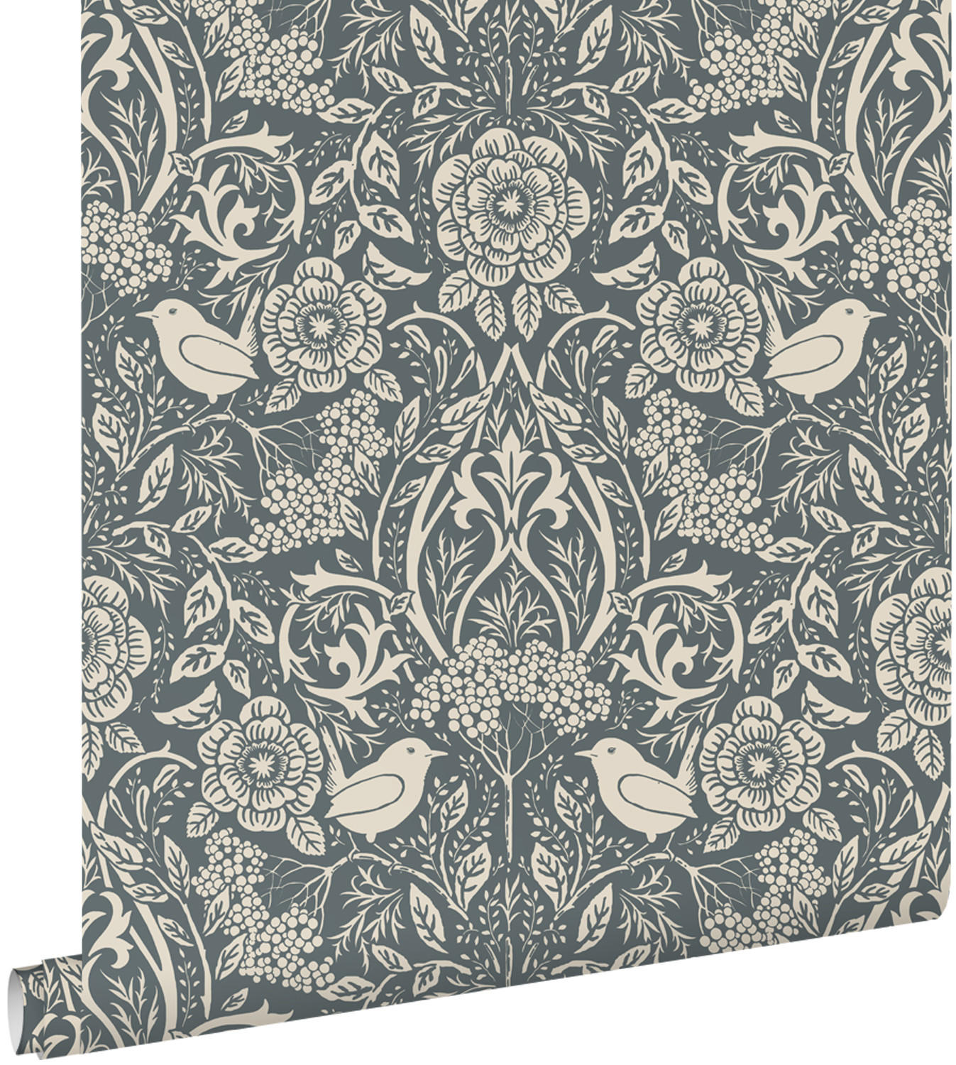 TAPETE Blumen und Vögel im Jugendstil 50 x 900 cm - Blau, Papier (50/900cm) - ESTAhome