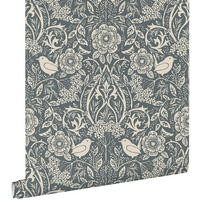 TAPETE Blumen und Vögel im Jugendstil 50 x 900 cm - Blau, Papier (50/900cm) - ESTAhome
