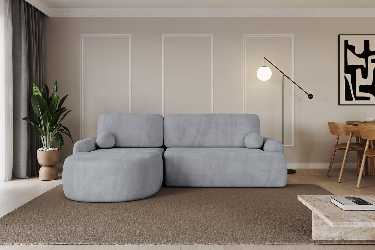 ECKSOFA mit Schlaffunktion und Bettkasten LIRA-L - 264x172x89 Grau - Grau, Holzwerkstoff/Textil (264/172cm) - ALTDECOR