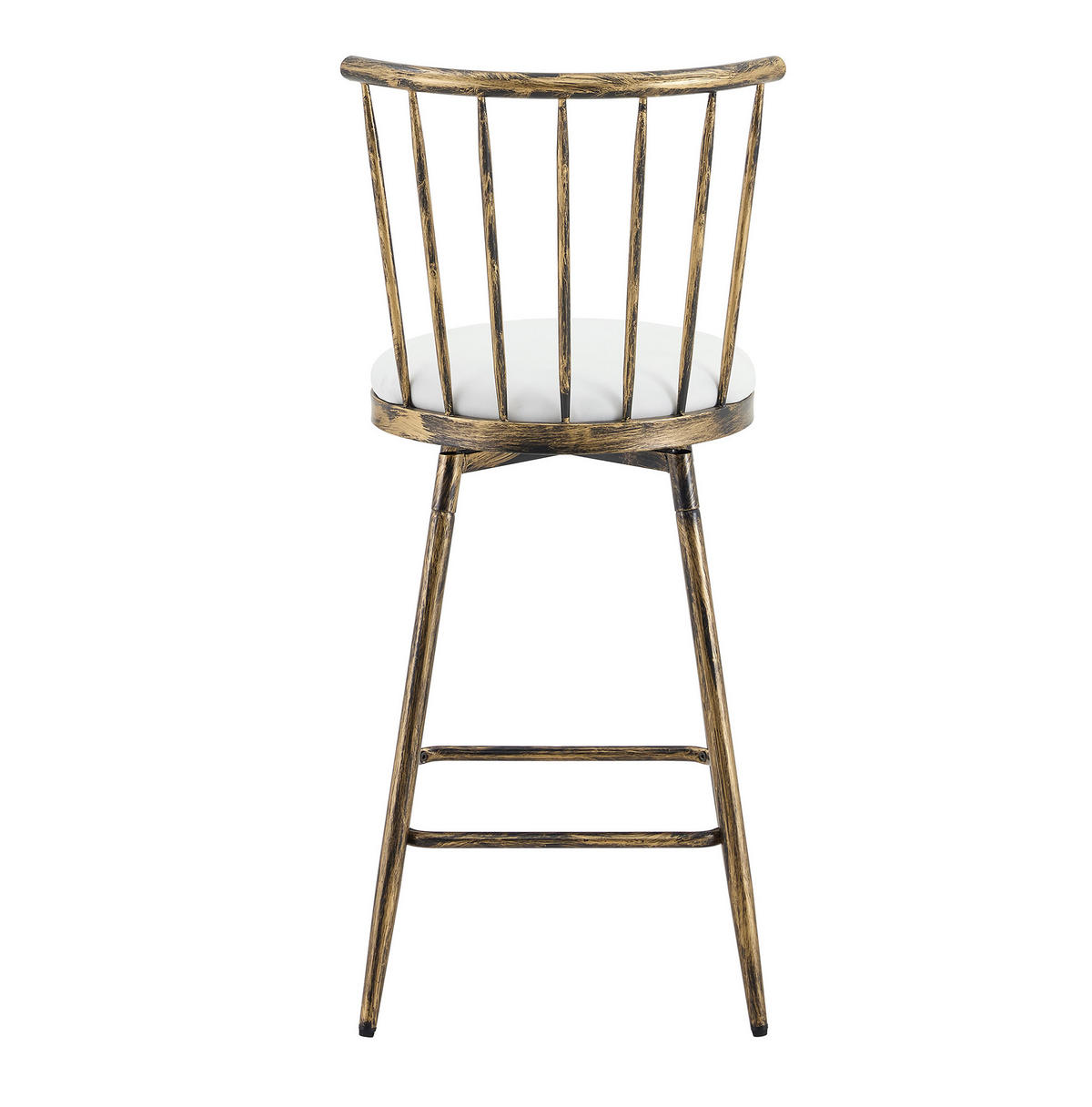 BARHOCKER aus Metall mit gepolstertem Sitz, PU-Bezug und Fußstütze, Braun-Weiß - Braun, Metall (39/96/39cm) - MIVRAY