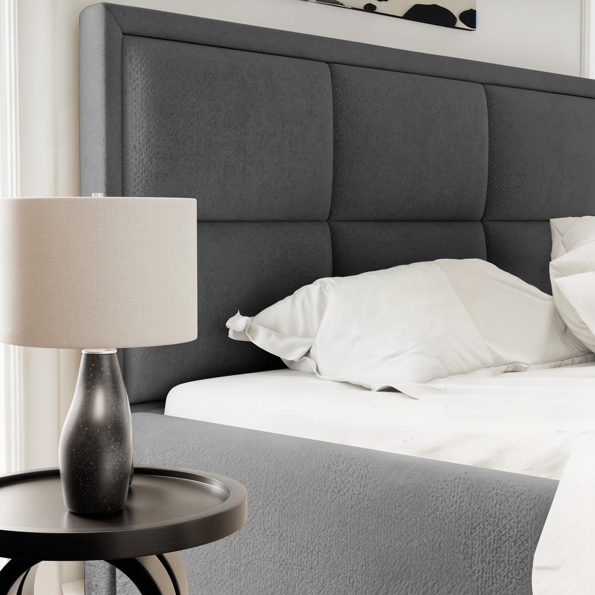 POLSTERBETT ELIN 160/200 cm Bettkasten, Dunkelgrau - Dunkelgrau, Textil/Metall (160/200cm) - Idohome