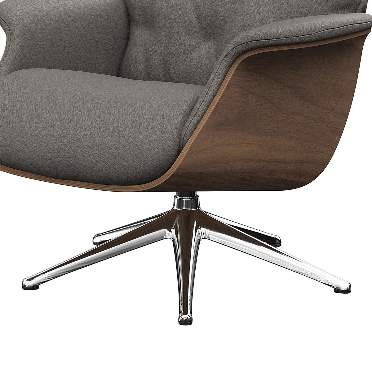 RELAXSESSEL - Echtleder - Chromfarben/Grau, Leder/Metall (83/112/83cm) - home24