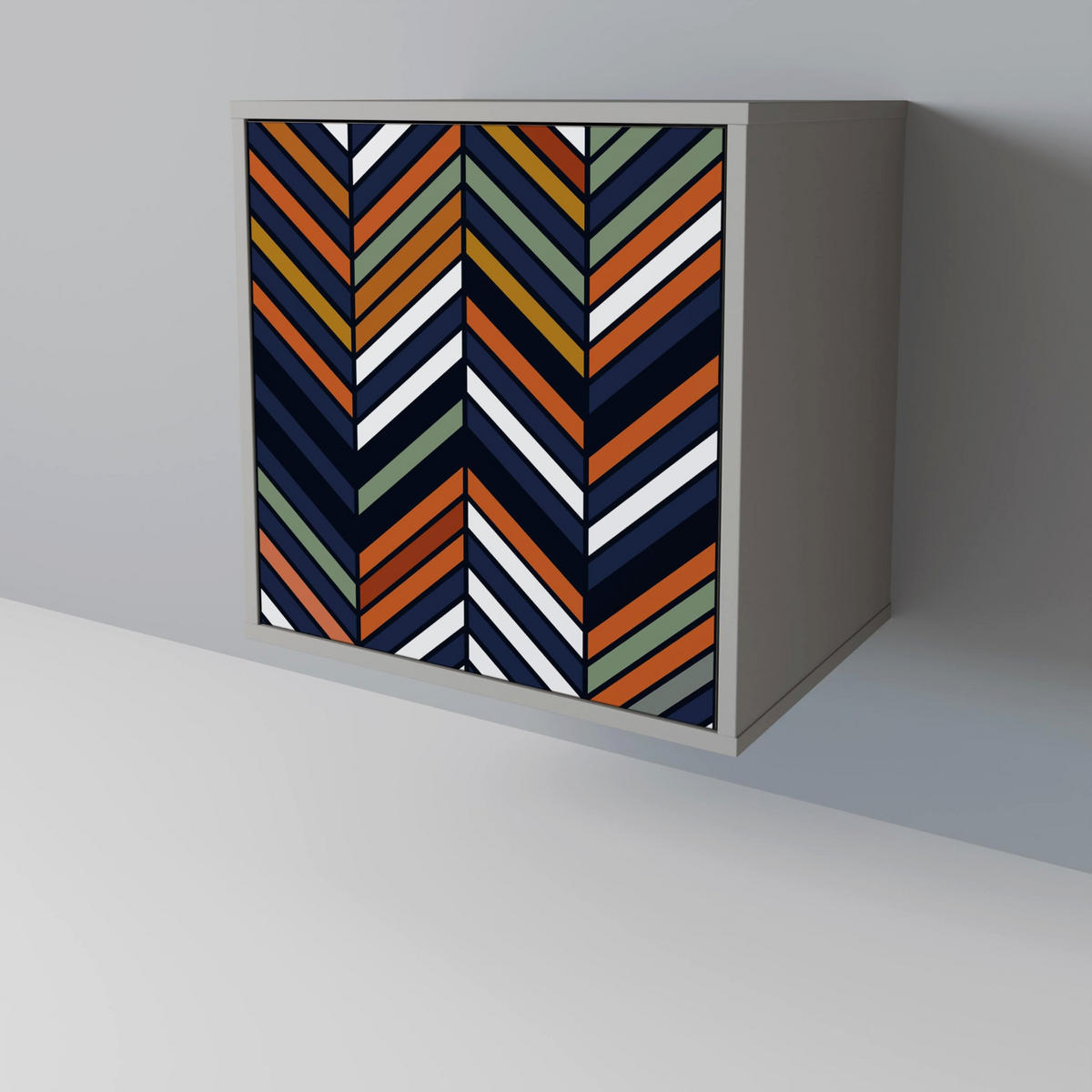 SIDEBOARD VIBRANT PATCHWORK, Grau, 57,5x42x70,5 cm, Schwarze Metall-Sternfüße - Multicolor/Schwarz, Holzwerkstoff/Metall (57.5/70.5/42cm) - SpaceRebels