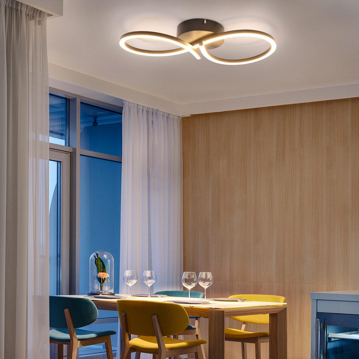 LED-DECKENLEUCHTE Mackall 19/45/8cm - Schwarz, Metall (45/19/8cm) - Nettlife