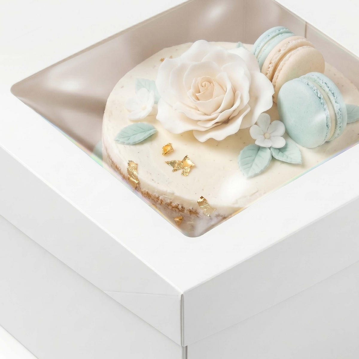 BOX na dorty - bílá, plast/vlnitá lepenka (30/20/30cm) - Relaxdays