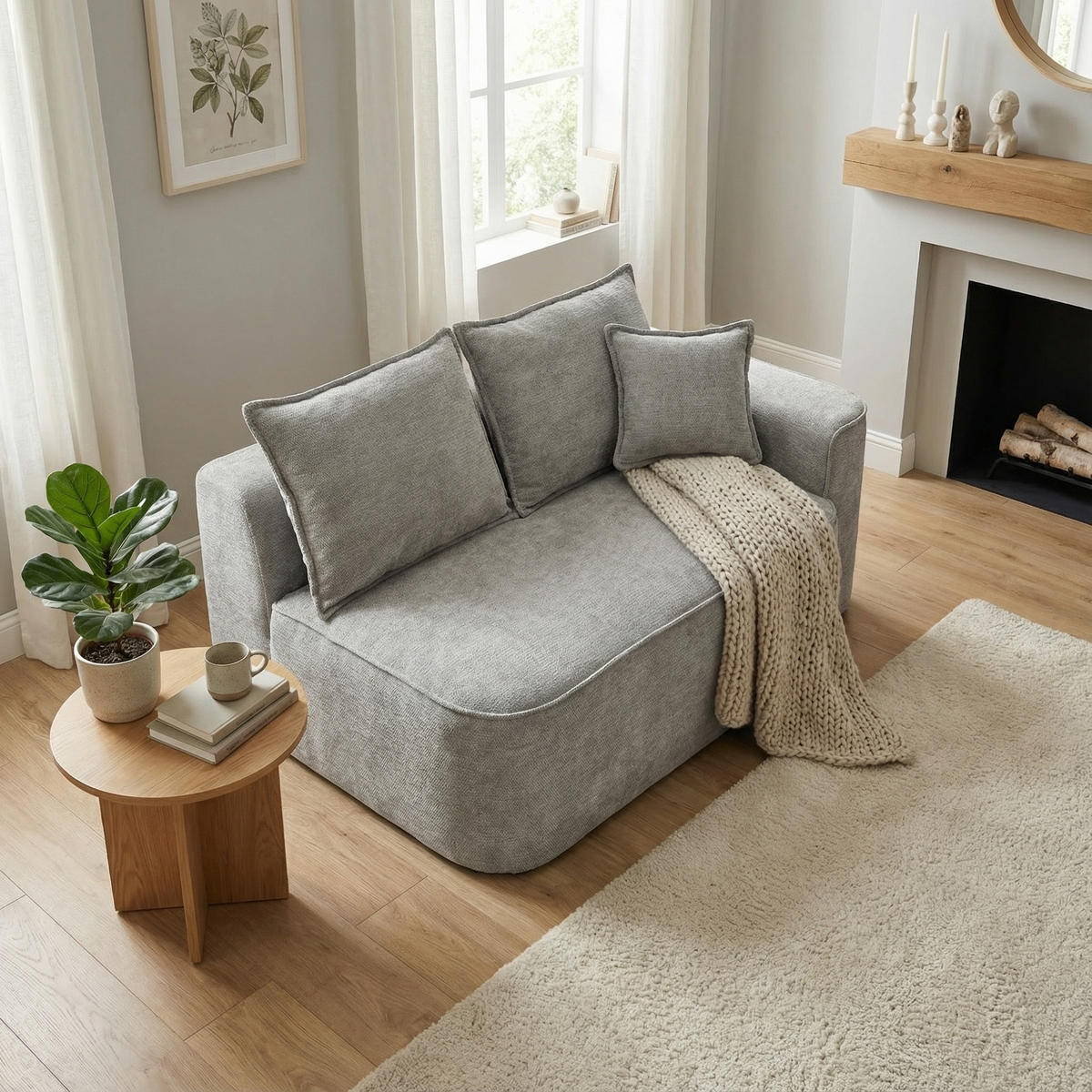 2-SITZER SOFA in Chenille Montagefrei - Hellgrau, Textil (150/65/95cm) - Urban Meuble