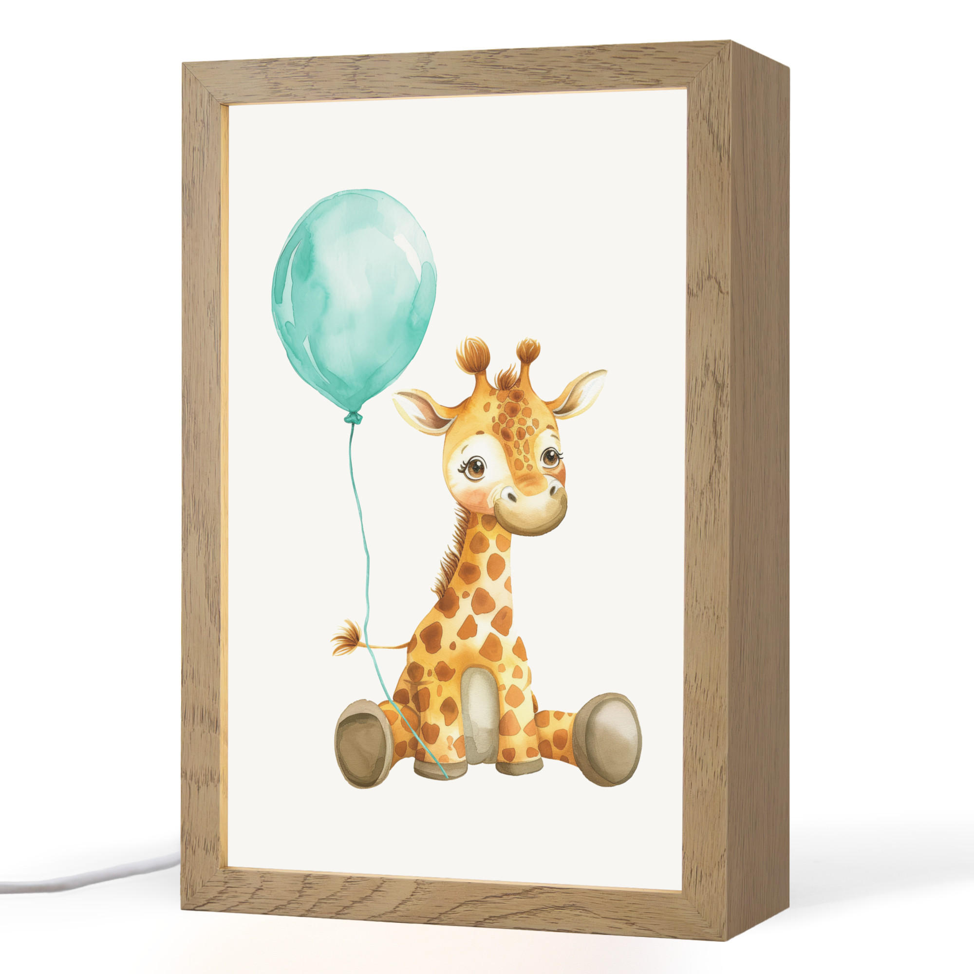 OnlyWow NOČNÍ LAMPIČKA Žirafa - Dítě - Zvířata - Modrý balón 20x30 cm