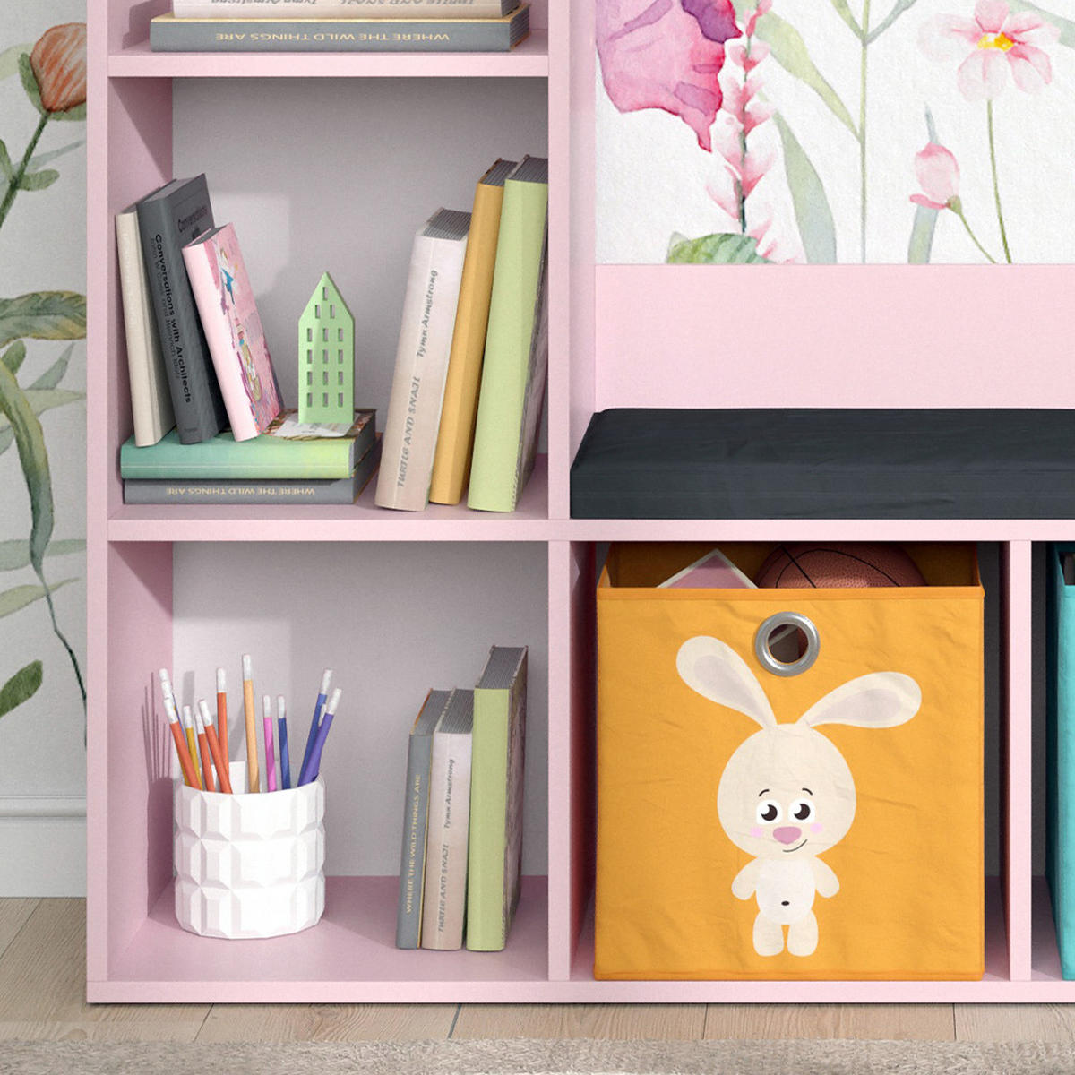 KINDERREGAL Luigi Rosa 107.2 x 88.6 cm mit 2 Faltboxen (bunt) - Pink, Holzwerkstoff (107.2/88.6/30.9cm) - Vicco