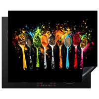 HERDABDECKPLATTE Löffel - Gewürze - Modern - Graffiti - Farbe - Farbenfroh 65x52 cm - Multicolor, Kunststoff (65/0.2/52cm) - MuchoWow
