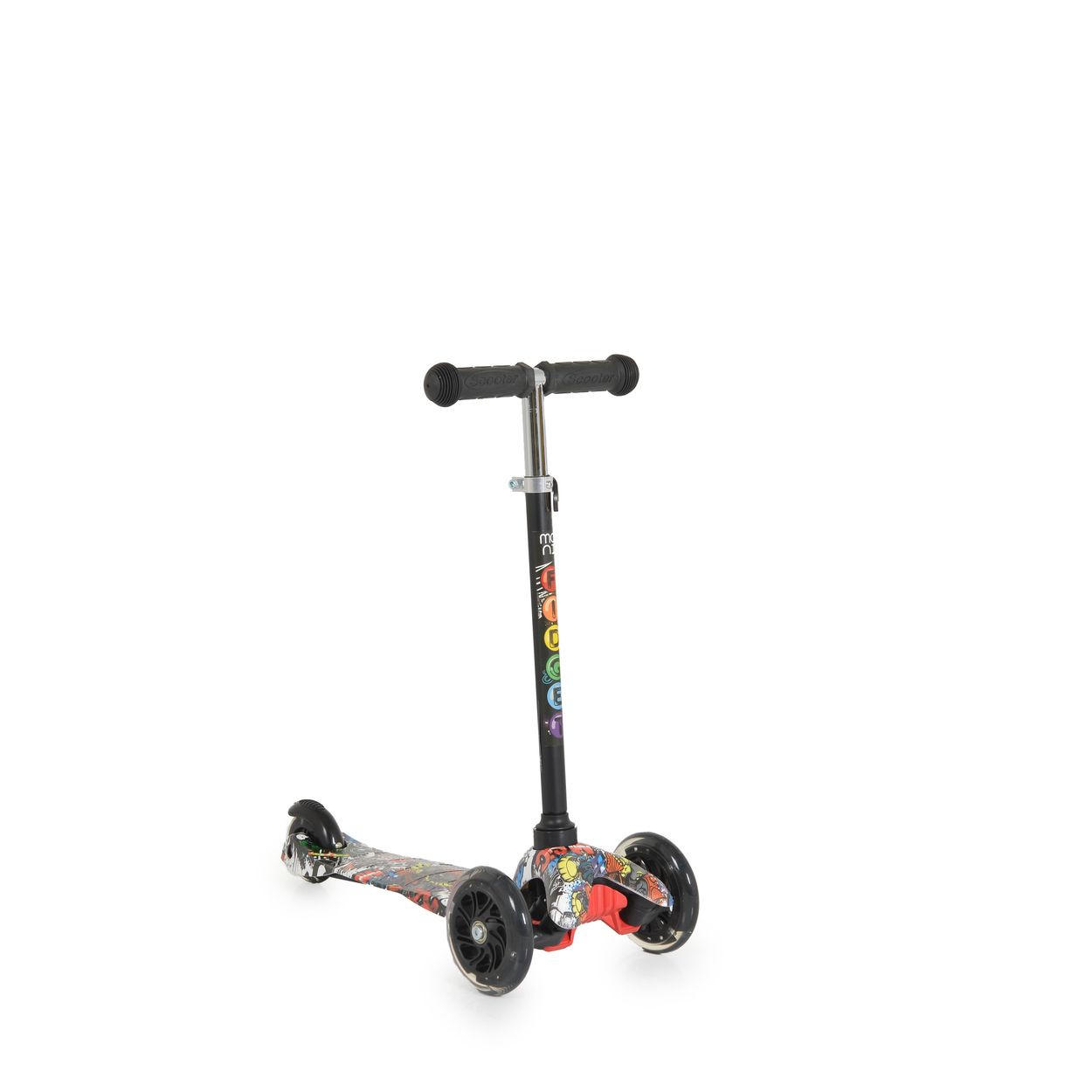 KINDERROLLER Fidget schwarz höhenverstellbar, PU-Räder, Wasserdruck, ABEC-7 - Schwarz, Metall (54/23/72cm) - Moni