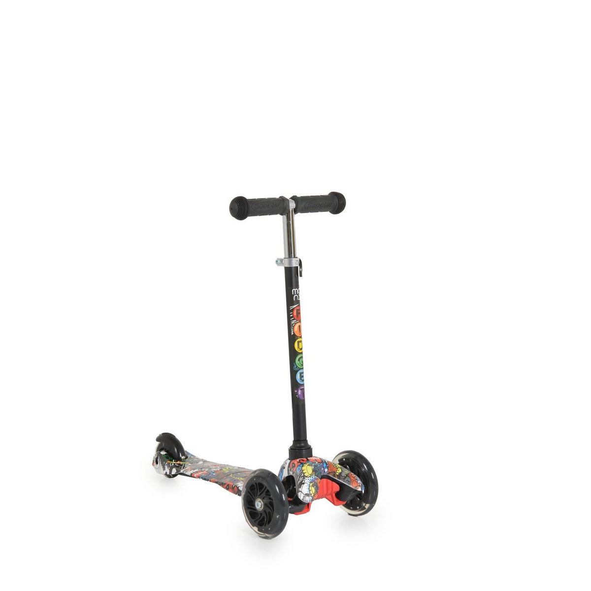 KINDERROLLER Fidget schwarz höhenverstellbar, PU-Räder, Wasserdruck, ABEC-7 - Schwarz, Metall (54/23/72cm) - Moni