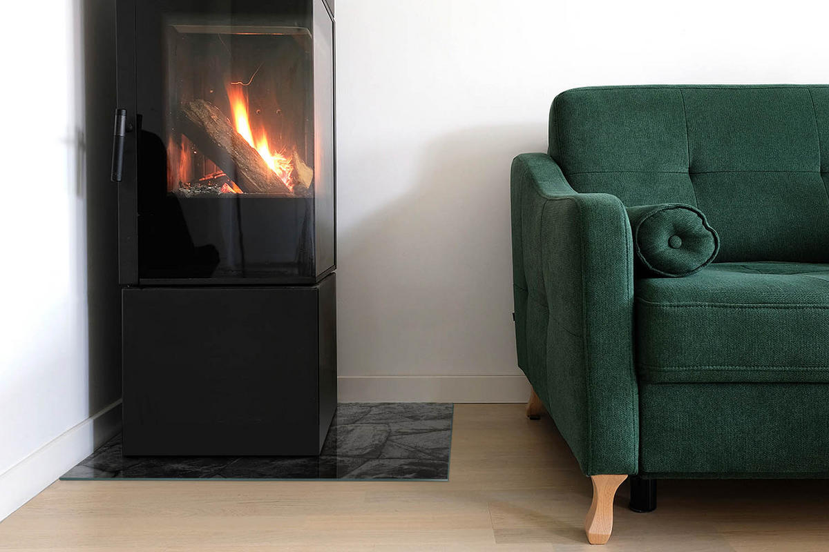 GLASPLATTE für Kamin 60x40 cm Grau - Grau, Glas (60/40/0.4cm) - ArtPrintCave