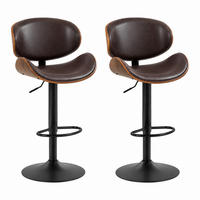 BARHOCKER drehbar höhenverstellbar 2er-Set PU-Leder Braun - Braun, Metall (50/93/51cm) - Meubliv