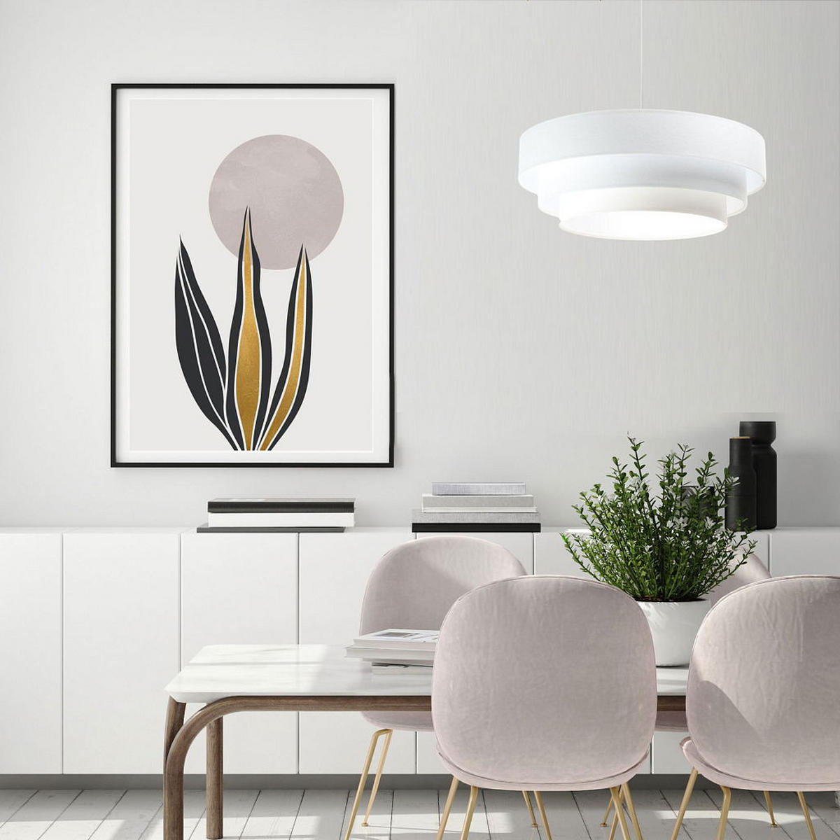 HÄNGELEUCHTE Weiß 60/20 cm - Silberfarben, Kunststoff (60/1.5/20cm) - ONZENO