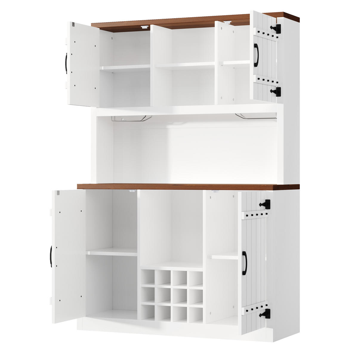 BUFFET DE-38491 120/40/180 cm mit Scheunentor-Design und LED Weiß - Weiß, Holzwerkstoff (120/180/40cm) - ComfortXL