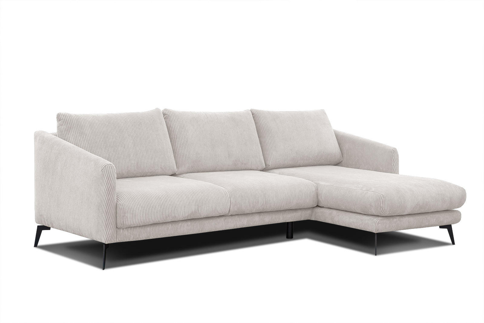 ECKSOFA VILT 4-Sitzer, weiß - Schwarz/Weiß, Holzwerkstoff/Textil (255/156cm) - Courtois Laville
