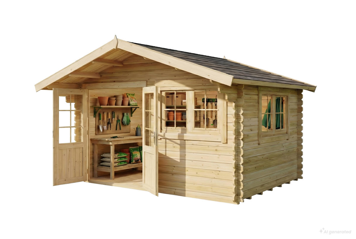 GARTENHAUS Holz Gabriel - Naturfarben, Holz (438/268/367cm) - Alpholz