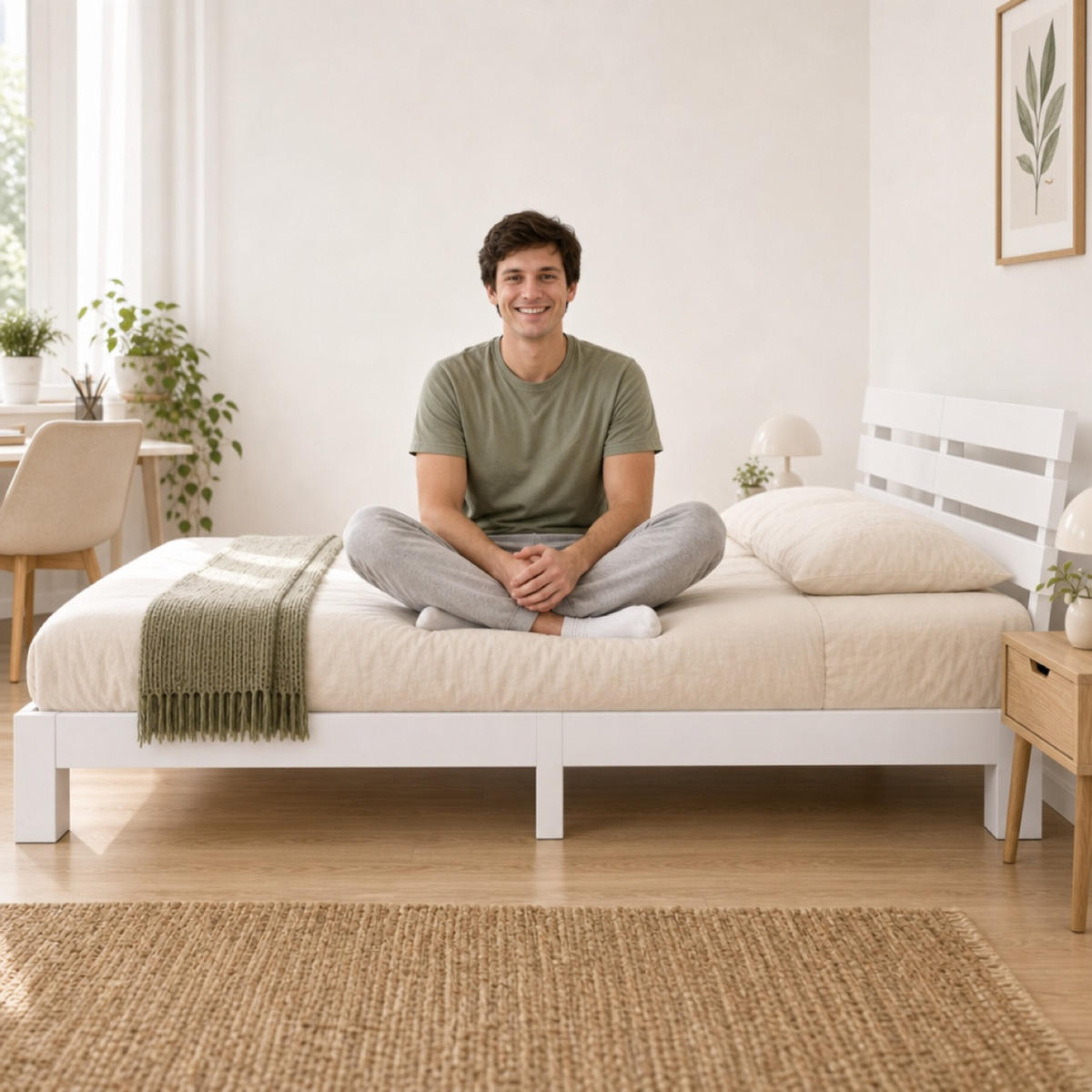 BETT Weiß Massivholz mit Lattenrost 140x200 cm - Weiß, Holz - Relaxdays