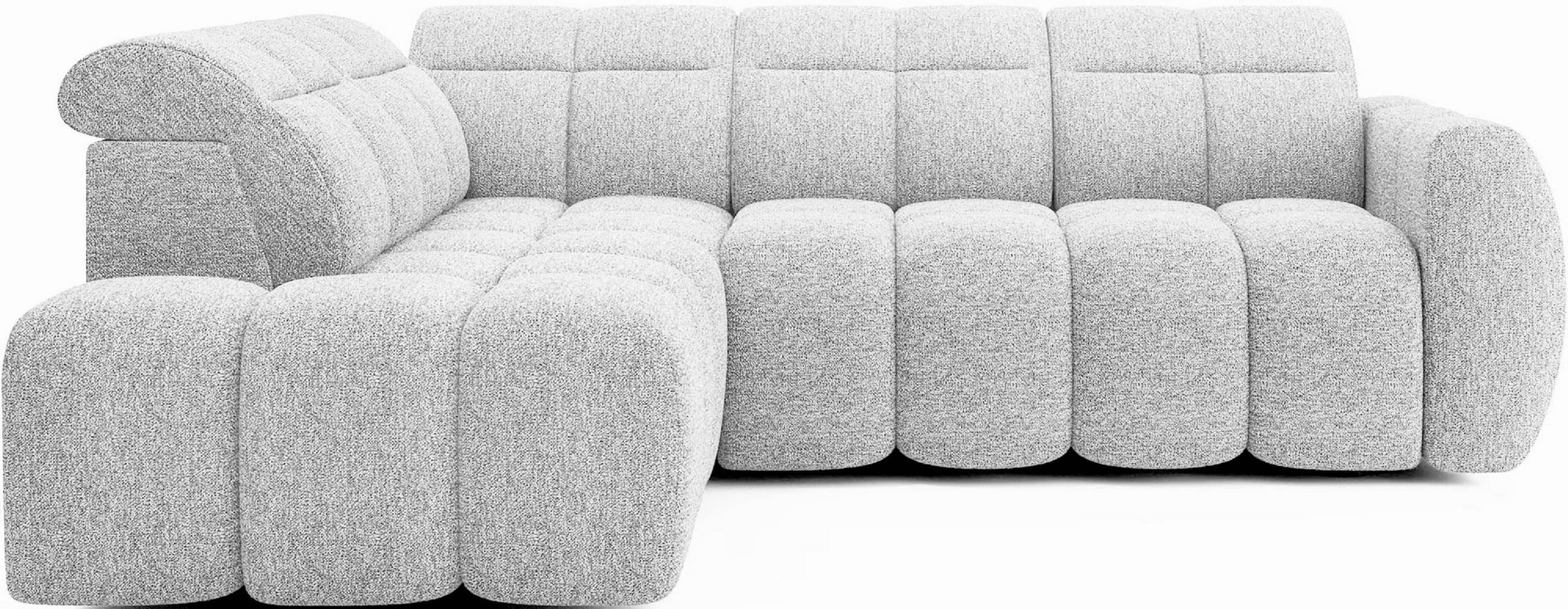 ECKSOFA mit elektrischem Sitzvorschub, Bettkasten und verstellbare Kopflehnen - Hellgrau, Naturmaterialien/Textil (258/208cm) - Eltap