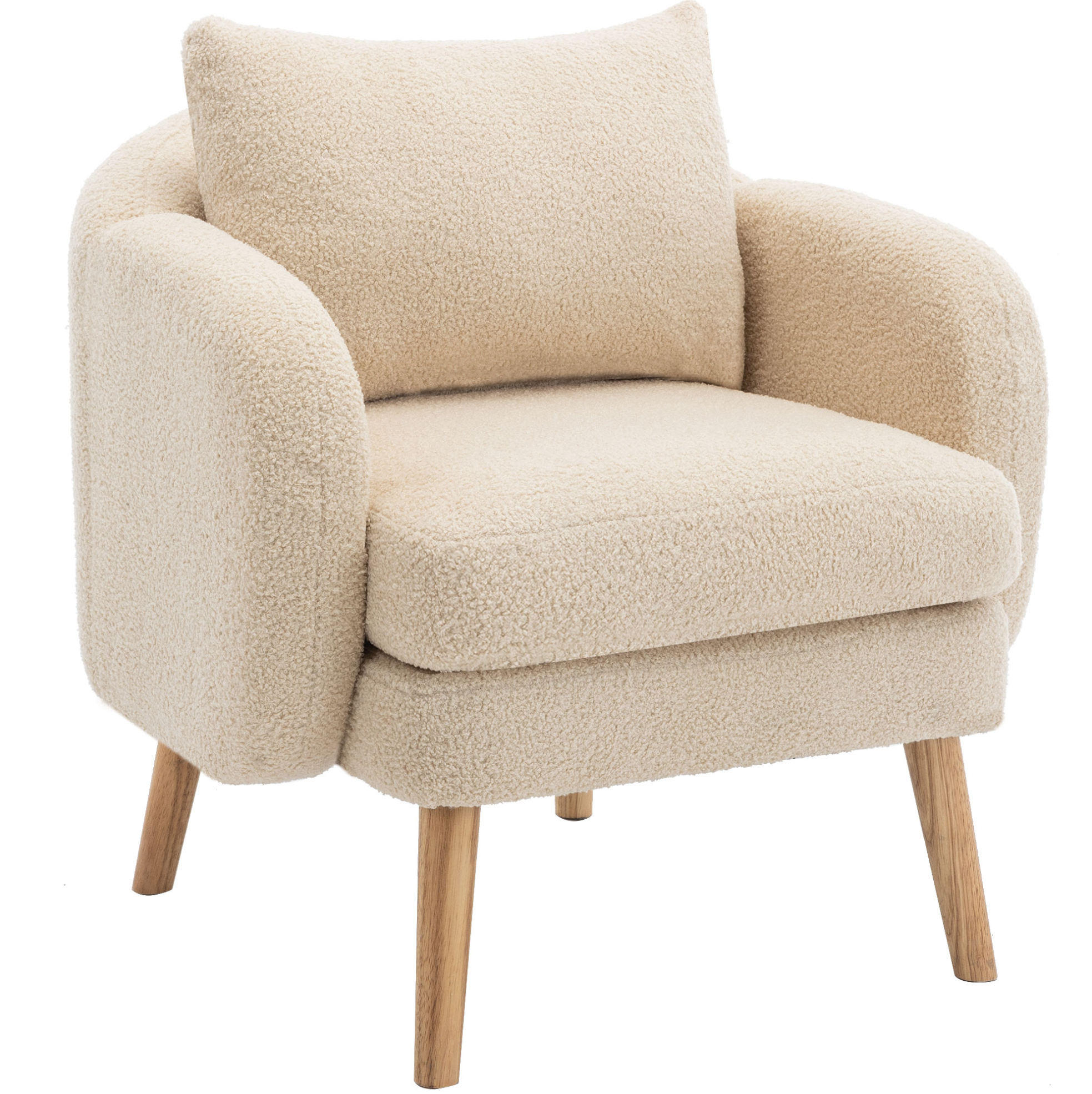 SESSEL 71/72/71 cm in Beige aus Teddy-Samt mit Kissen - Beige, Textil (72/71/71cm) - Flora Grace