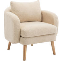 SESSEL 71/72/71 cm in Beige aus Teddy-Samt mit Kissen - Beige, Textil (72/71/71cm) - Flora Grace