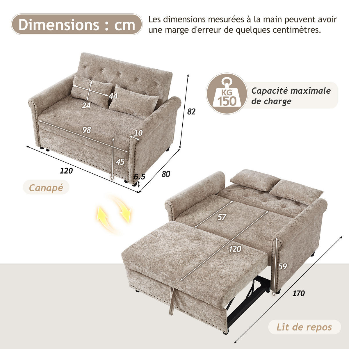 SCHLAFSOFA ausziehbar mit Schlaffunktion Mehrfarbig 80x120x82 cm Textil - Multicolor, Textil (80/82/120cm) - SONNENH