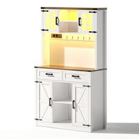 BUFFET DE-38627 150 cm LED-Beleuchtung und Scheunentor-Design Weiß - Weiß, Holzwerkstoff (100/172/40cm) - ComfortXL