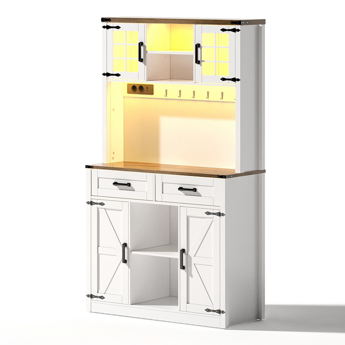 BARSCHRANK 100/40/172 cm Braun/Weiß aus MDF mit LED und Ladestation - Braun, Holzwerkstoff (100/172/40cm) - OKWISH