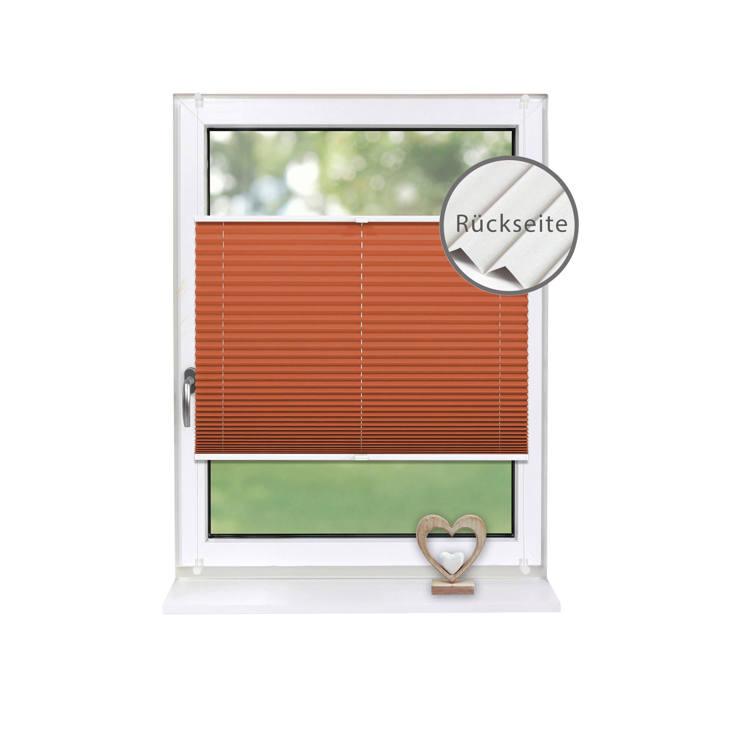 PLISSEE Thermo Basic 90 x 150cm Klemmfix ohne Bohren - Orange, Textil (90/150cm) - Deco-Raum