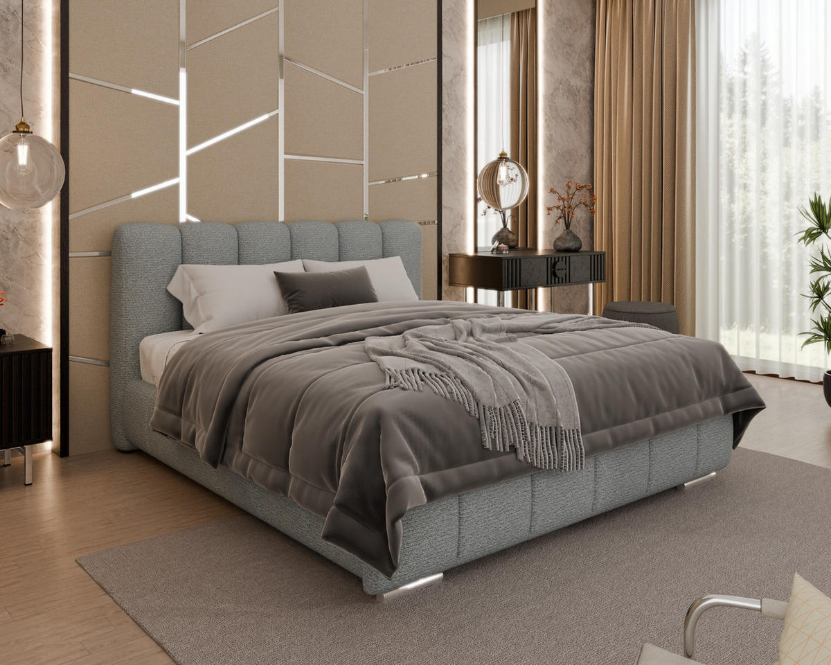 POLSTERBETT Zaira 160x200cm – Elegantes Polsterbett für modernen Wohnstil , ohne matratze, Blaugrau - Blaugrau, Holz (120/200cm) - Homesy