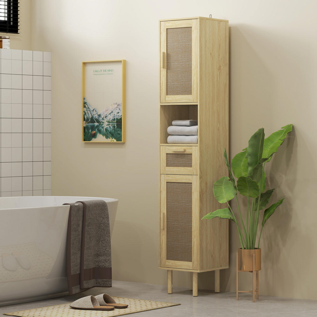 HOCHSCHRANK DE-12433 32/30/170 cm Eiche - Eichefarben, Holzwerkstoff (30/170/32cm) - ComfortXL