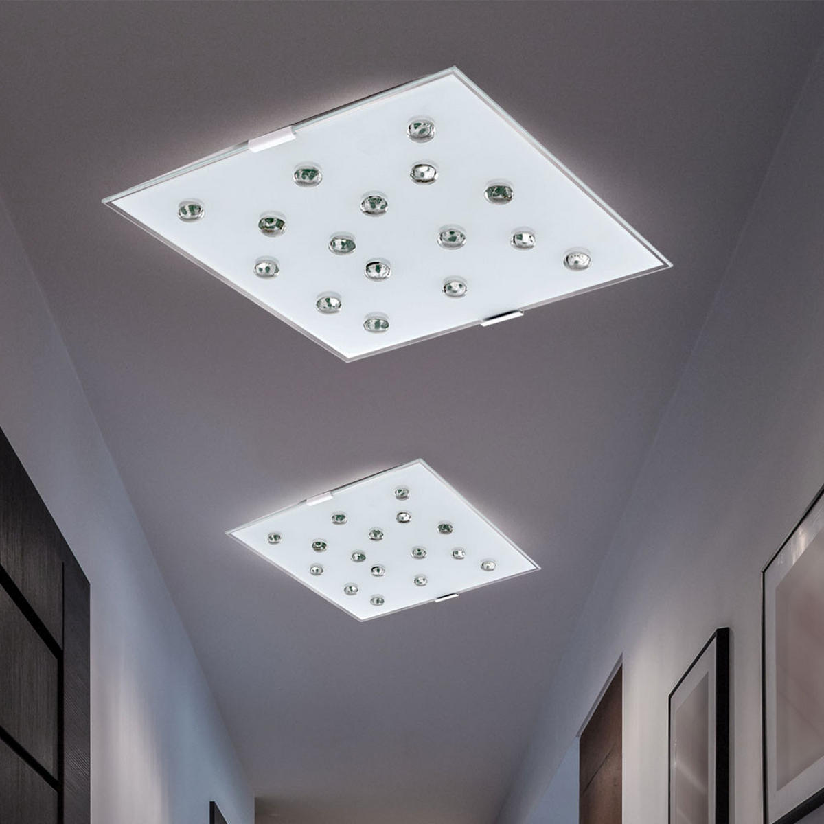 LED DECKENLEUCHTE Stahl Weiß - Weiß, Glas (29/29/7.5cm)