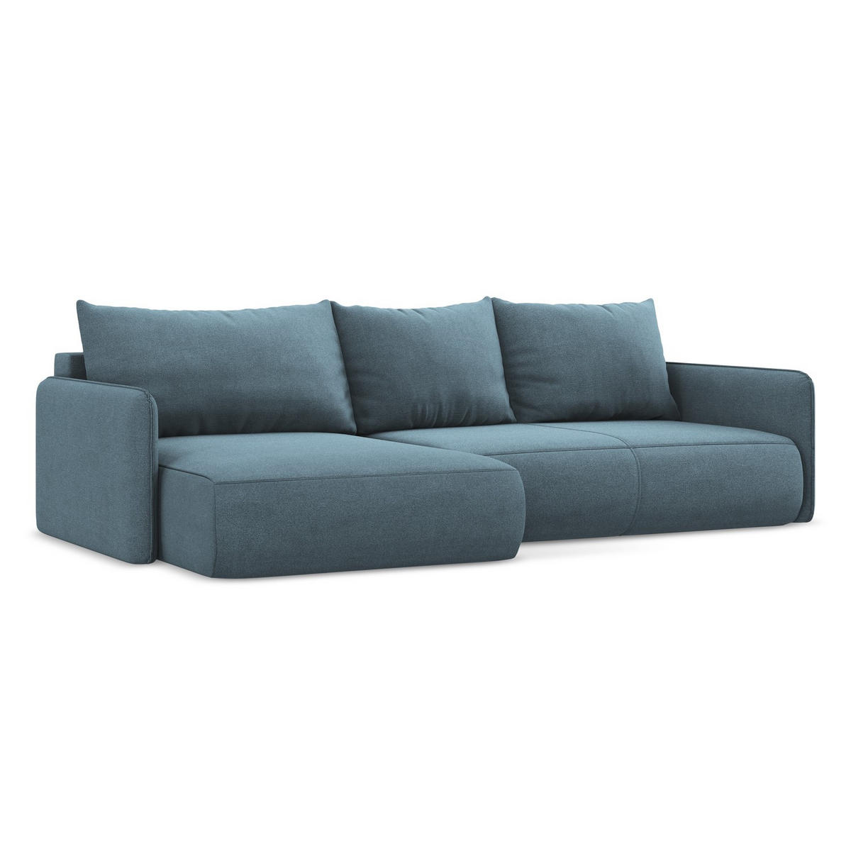 ECKSOFA mit Schlaffunktion Strukturstoff Stoff Blau - Blau/Schwarz, Kunststoff/Textil (148/240cm) - LaMiaSofa
