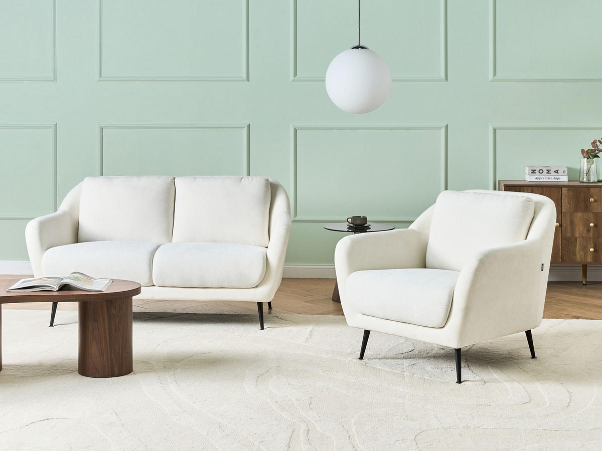 SADA POHOVEK 3-místná Žinylková látka Bílá Eiby - bílá/černá, textil (148/80/91cm) - Beliani