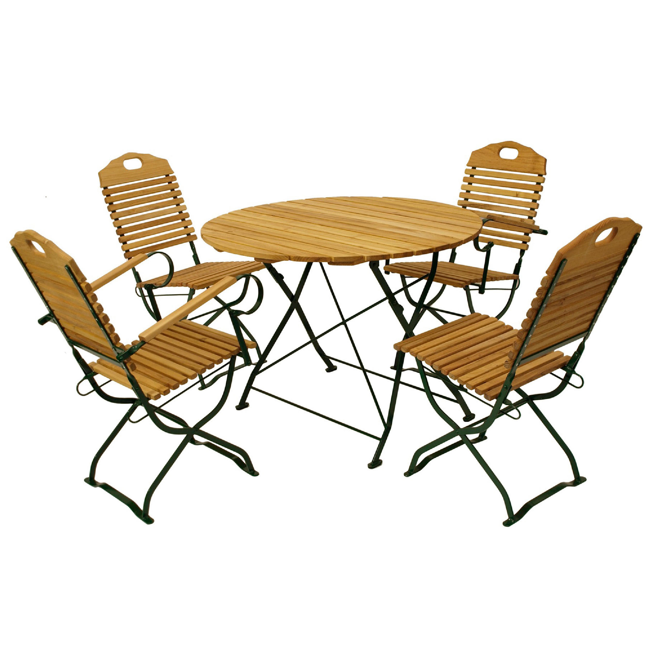 SITZGRUPPE Bad Belzig 5-teilig - Garten Set für 4 Personen - Gartensitzgruppe - Flachstahl grün - Robinie - Grün, Holz - TPFGarden