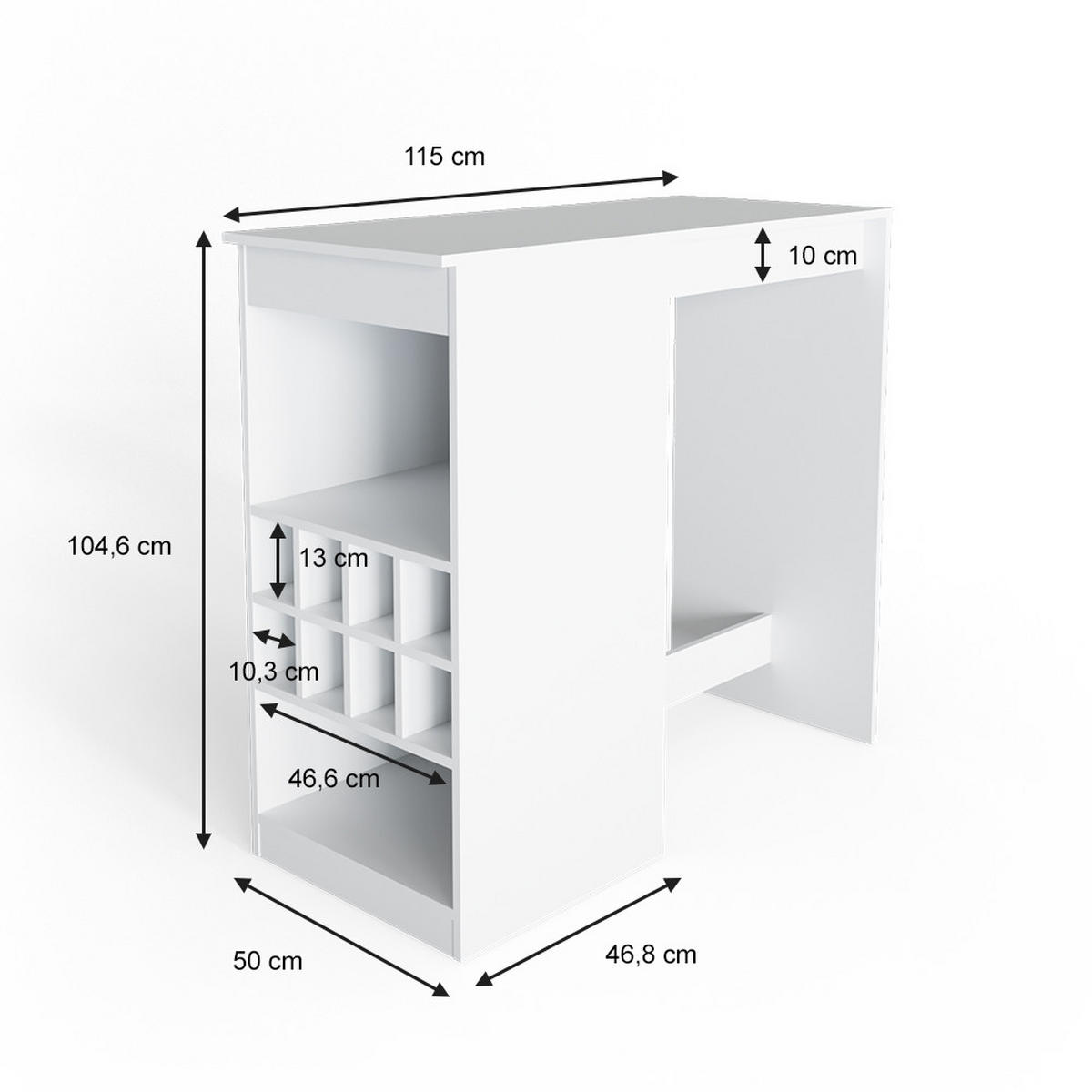 BARTISCH Ross Weiß 115 x 50 cm - Weiß, Holzwerkstoff (115/104.6/50cm) - Vicco