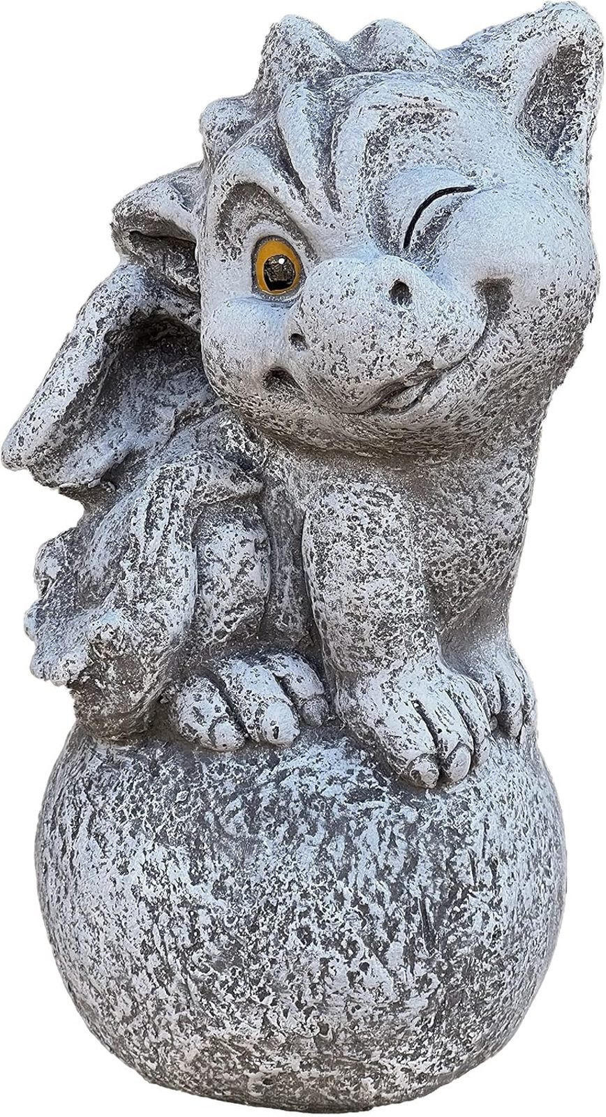 STEINFIGUR Drache Alfredo Steinguss frostfest - Grau, Stein (21/38/21cm) - stoneandstyle